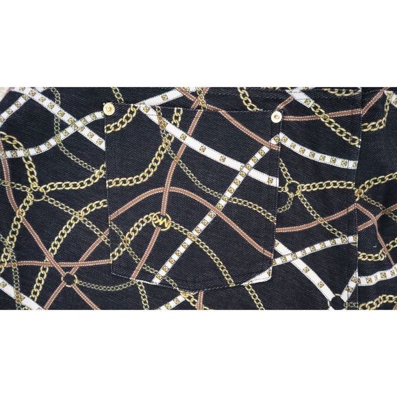 Michael Kors Women's Sz 3X Black/Bone Gold Chain Logo Print Stretch Leggings $78 - Picture 8 of 13